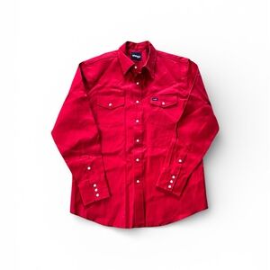 Wrangler Men’s Pearl Snap Red Brushpopper Shirt Men Size LG Long Sleeve Western